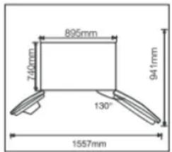 895mm 740mm 130° 94 mm 1557mm