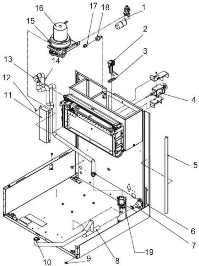 Scotsman Prodigy CU3030 - CU1526 et CU2026 – Pompe, robinet à flotteur, détecteur d'eau, robinet de purge - 1
