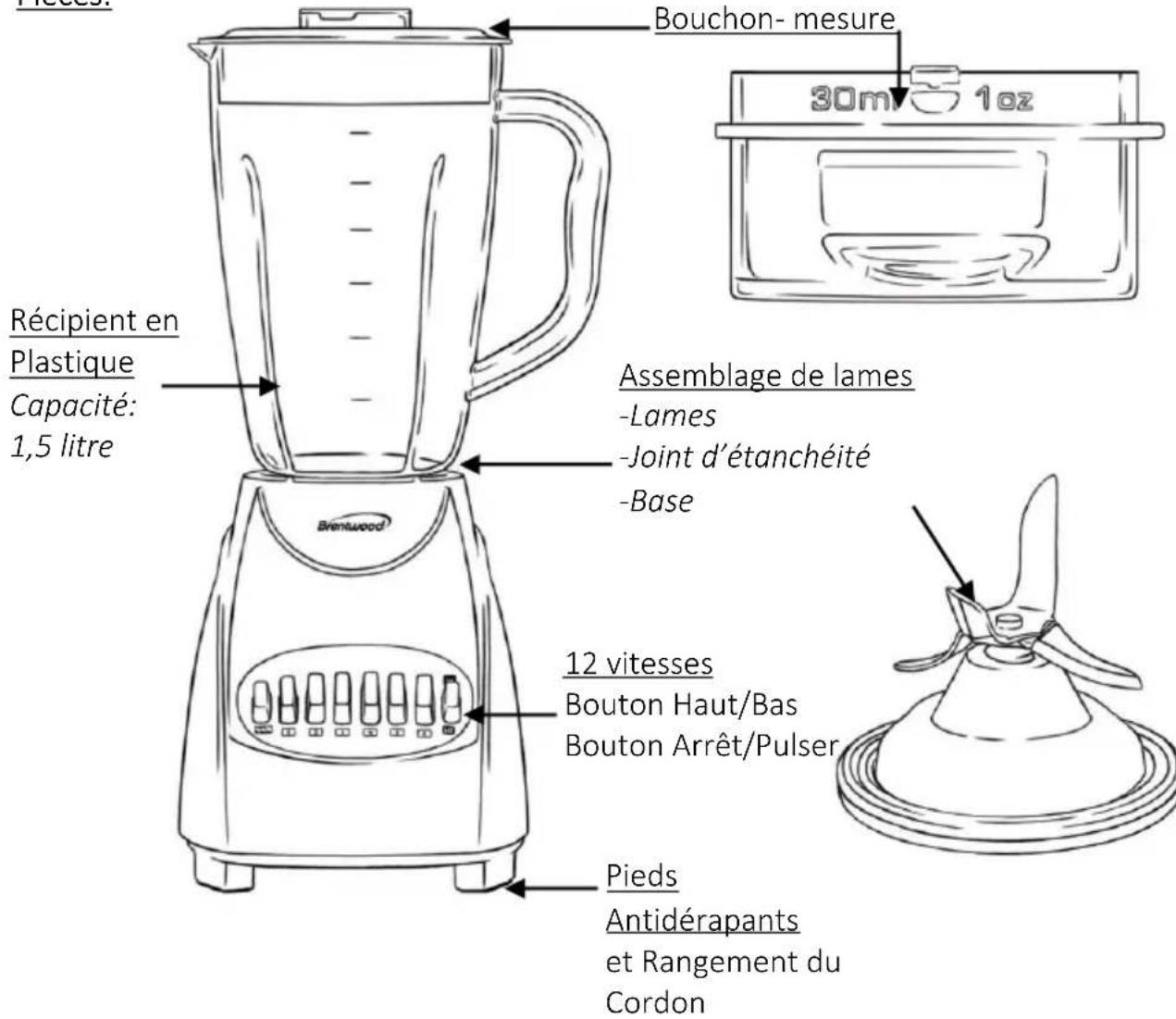 Brentwood JB-220G - CONSERVEZ CES INSTRUCTIONS À TITRE DE RÉFÉRENCE - 1