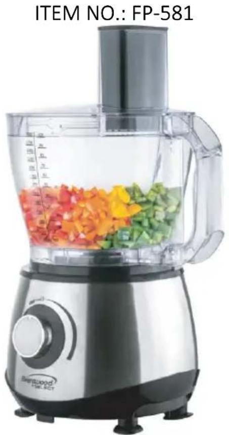 Brentwood FP-581 - CUPS / 3 LITERS FOOD PROCESSOR PROCESADOR DE ALIMENTOS / ROBOT CULINAIRE - 1