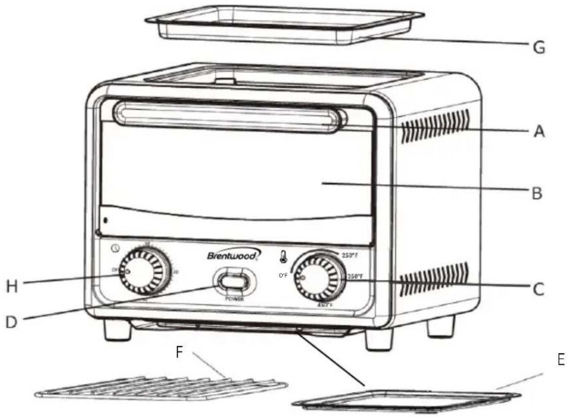 Brentwood TS-3430W - PARTS: - 1