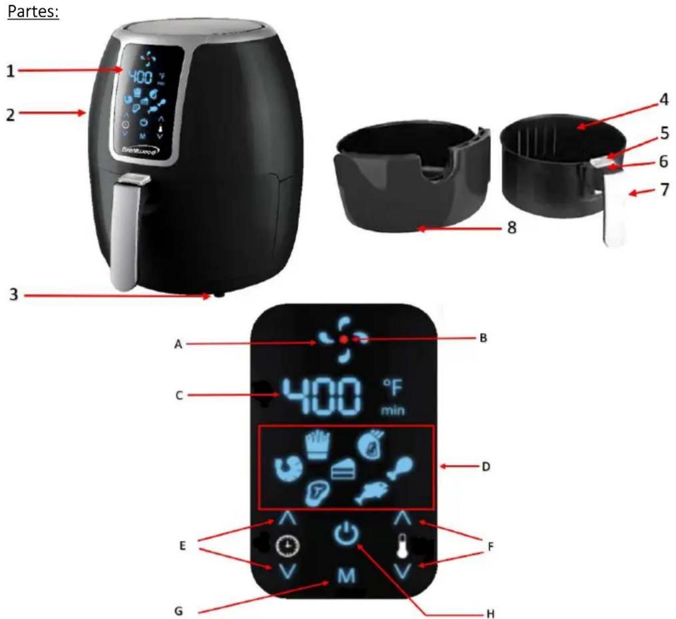 Brentwood AF-400DBK - GUARDE ESTAS INSTRUCCIONES COMO REFERENCIA - 1