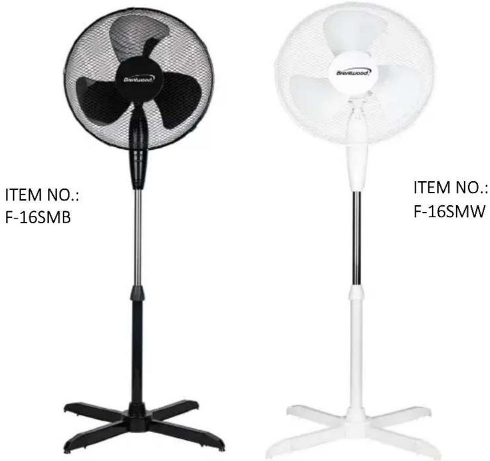 Brentwood F-16SMW - VENTILADOR DE PEDESTAL DE 40 CM VENTILATEUR SUR PIED DE 40 CM - 1
