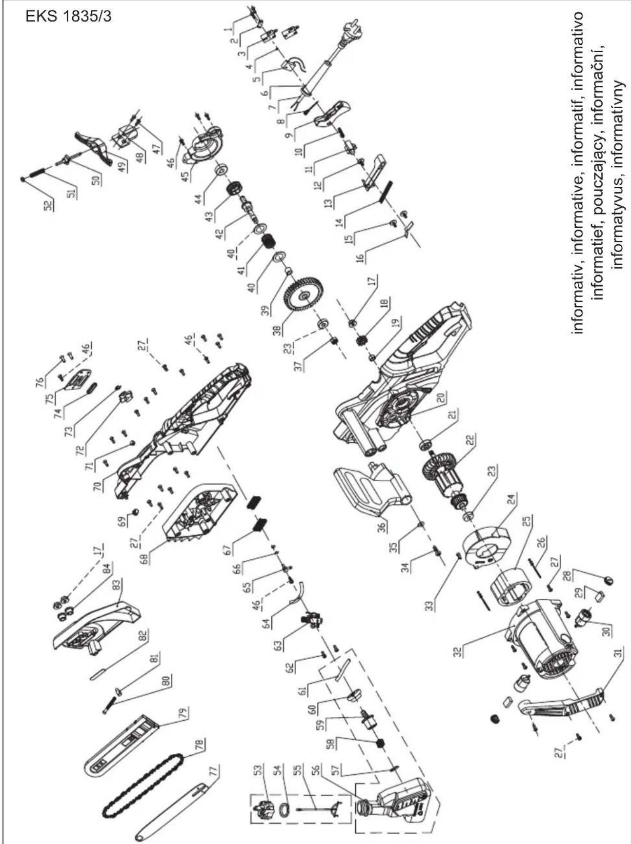 Grizzly EKS 1835-3 - Explosionszeichnung • Exploded Drawing • Vue éclatée Vista esplosa • Explosietekening • Trimatis vaizdas Rysunek samorozwijający • Rozvinuté náčrtky Výkres náhradných dielov • Plano de explosión - 1