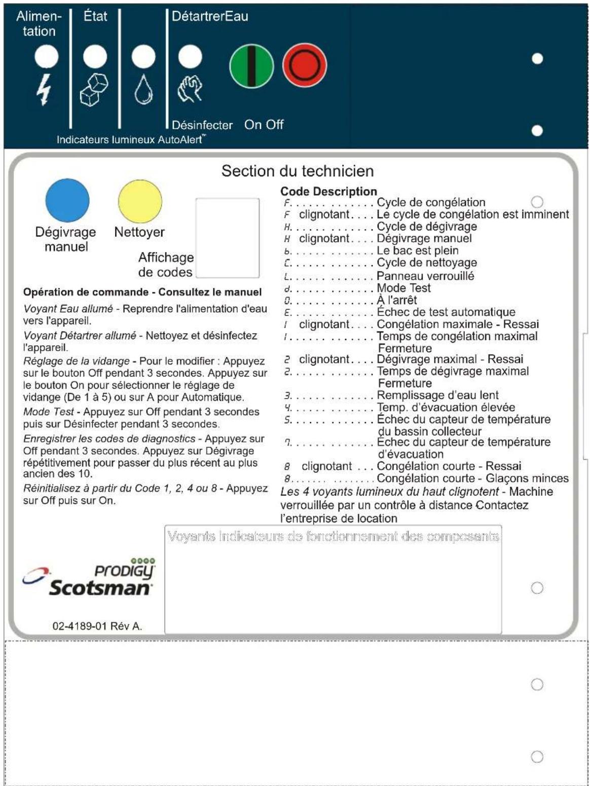 Scotsman Prodigy Plus C0530 - Pour réinitialiser manuellement la machine. - 3