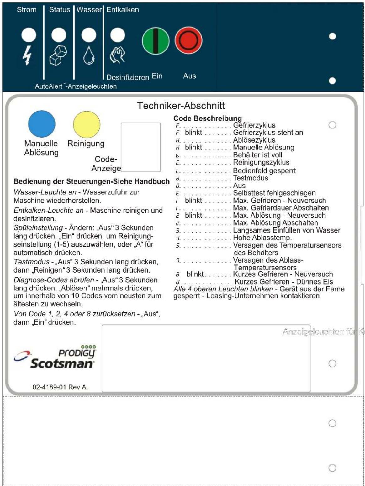 Scotsman Prodigy Plus C0530 - Zum Auschalten der Maschine: - 3