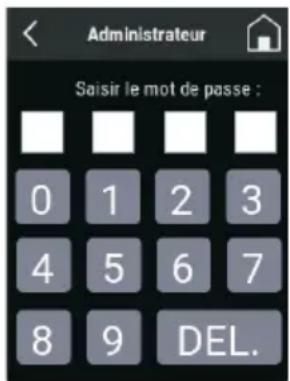 Administrateur Saisir le mot de passe : 0 1 2 3 4 5 6 7 8 9 DEL.
