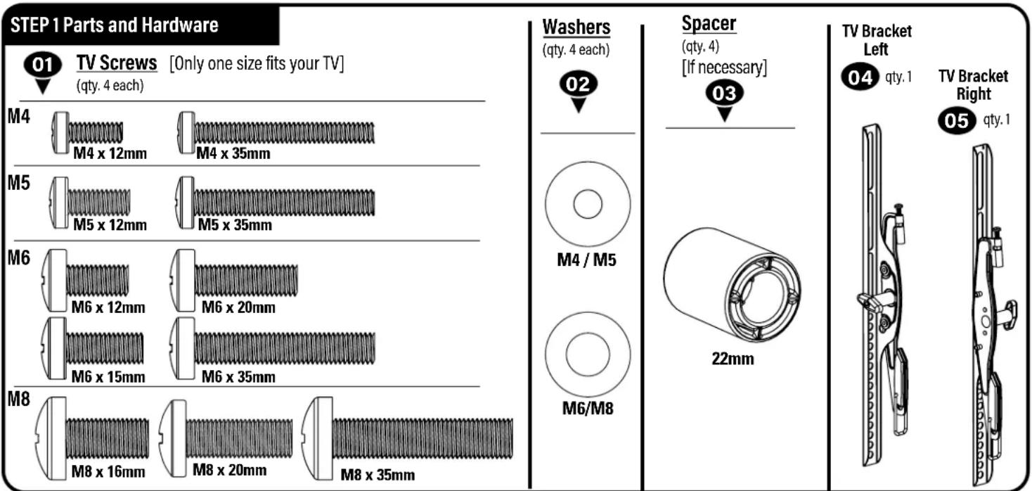 SANUS MFMT1 - Parts and Hardware - 2