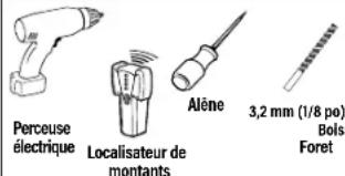 Perceuse électrique Localisateur de montants Alène 3,2 mm (1/8 po) Bois Foret