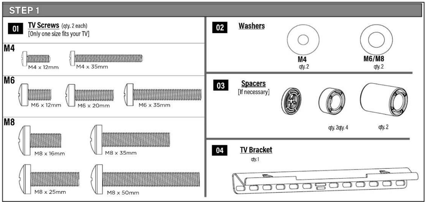 SANUS MFLD1 - Parts Included - 2