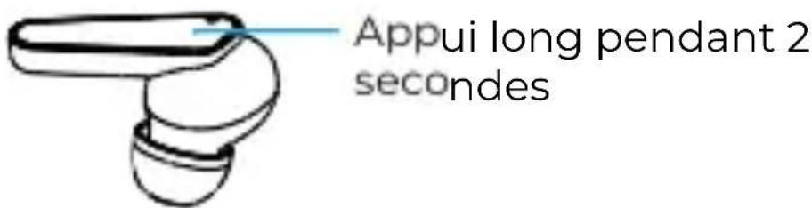 Appui long pendant 2 secondes