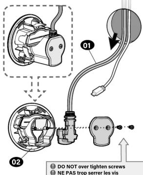 01 02 DO NOT over tighten screws NE PAS trop serrer les vis