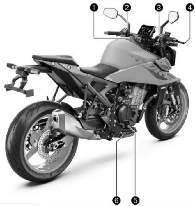 KTM 990 Duke (2024) - Vue arrière droite du véhicule (représentation simplifiée) - 1