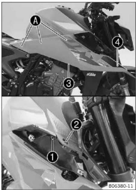 KTM 990 Duke (2024) - Poser le déflecteur droit - 1