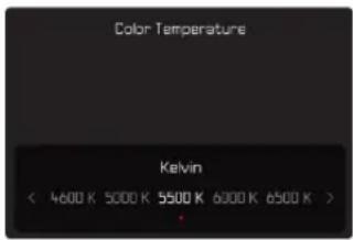 Color Temperature Kelvin < 4600 K 5000 K 5500 K 6000 K 6500 K >