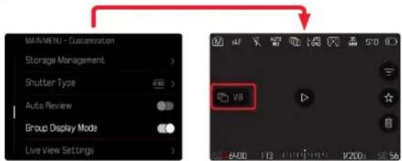 MAN/MENU - Customization Storage Management > Shutter Type Auto Review Group Display Mode Live View Settings VB