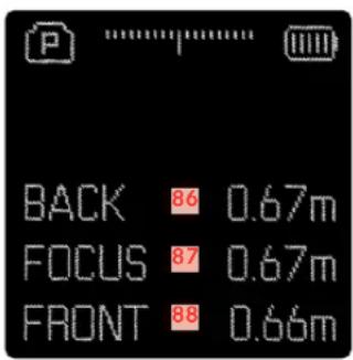 BACK 86 0.67m FOCUS 87 0.67m FRONT 88 0.66m