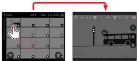 LEICA SL3 - Pour afficher l'enregistrement dans sa taille normale Par commande tactile - 1