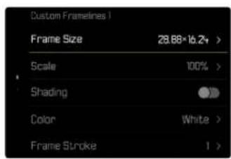 Custom Framelines 1 Frame Size 29.88×16.2+ > Scale 100% > Shading Color White > Frame Stroke 1 >