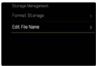 Storage Management Format Storage > Edit File Name >