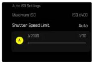 Auto ISO Settings Maximum ISO ISO 6/400 Shutter Speed Limit Auto 1/2000 1/30