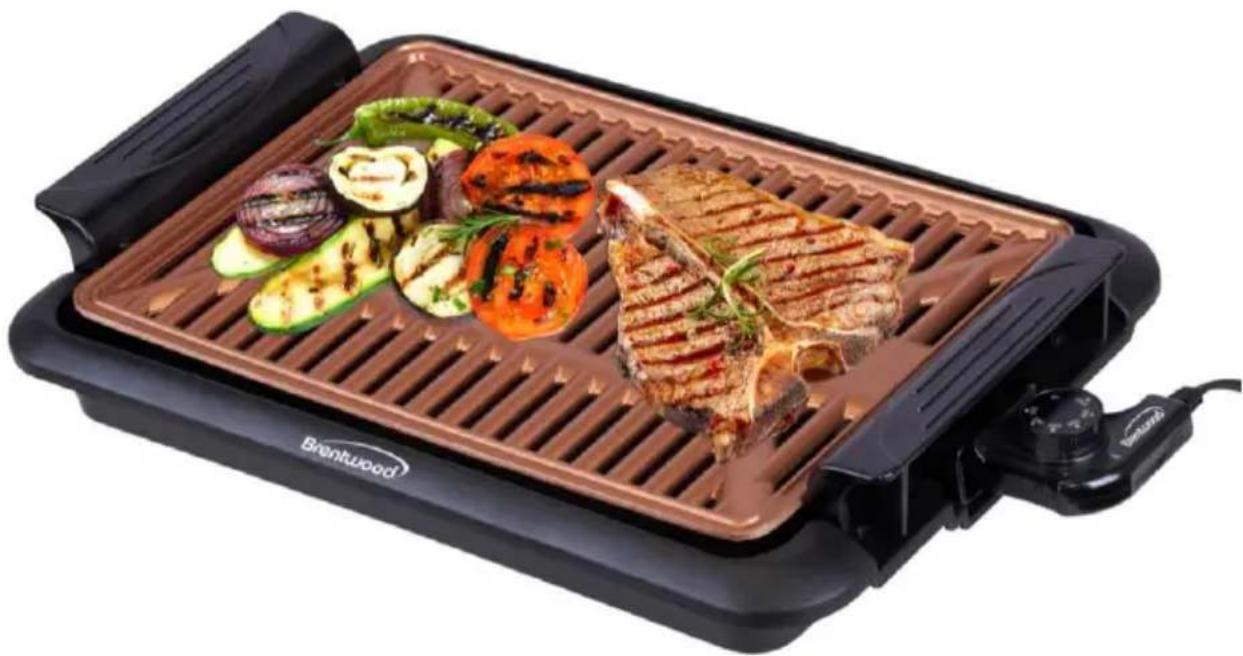 Brentwood TS-642 - SMOKELESS INDOOR COPPER GRILL PARRILLA DE COBRE DE INTERIOR SIN HUMO GRILL EN CUIVRE D'INTÉRIEUR SANS FUMÉE - 1