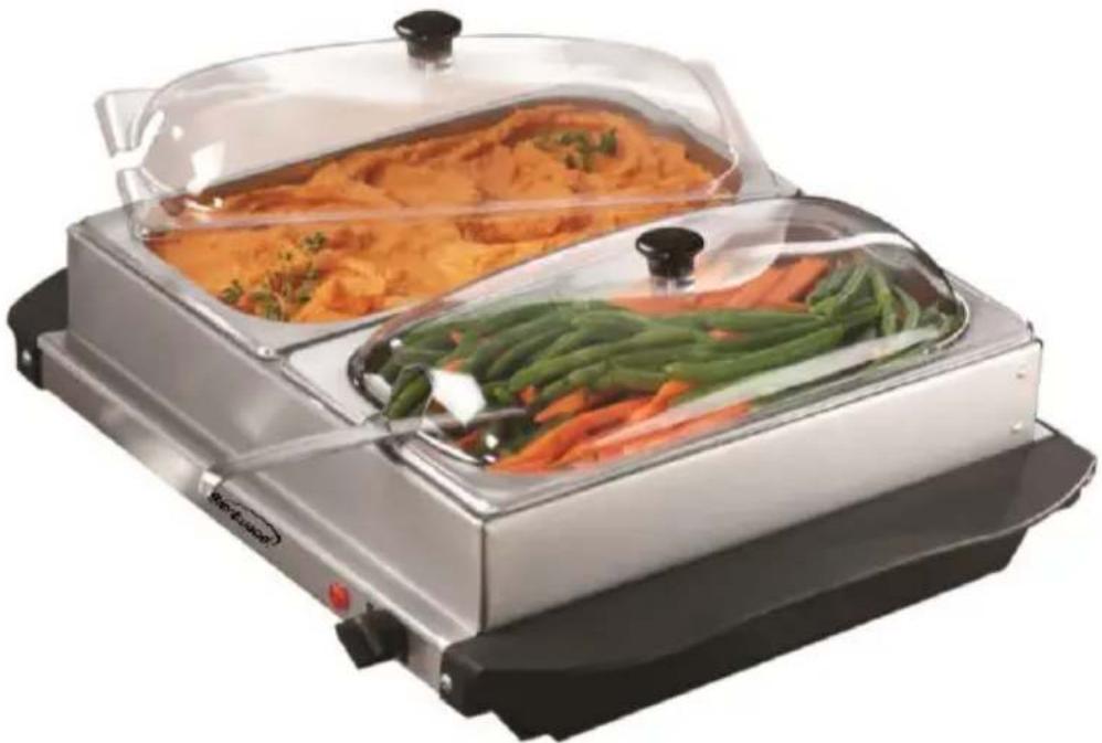 Brentwood BF-215 - SERVIDOR DE BUFFET Y BANDEJA CALEFACTORA SERVEUR DE BUFFET ET PLAQUE CHAUFFANTE PLATEAU - 1