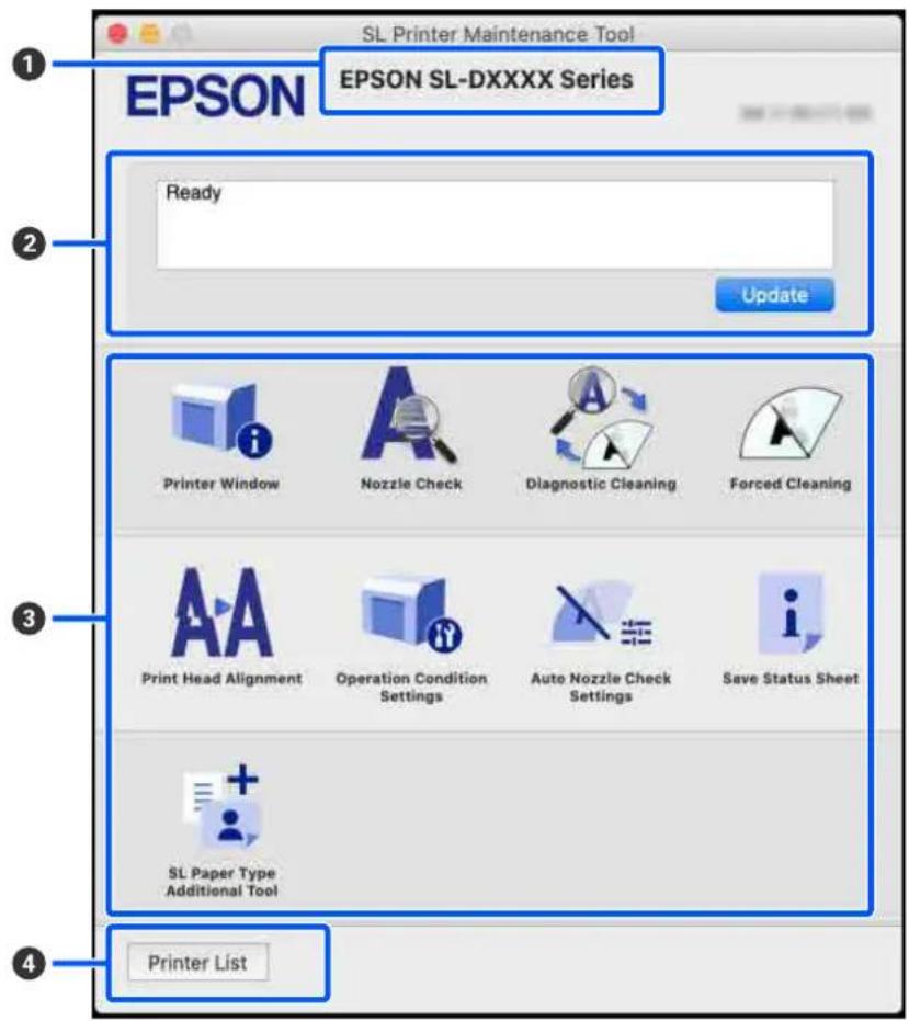 EPSON SureLab SL-D1000 - Explication de l'écran principal - 1