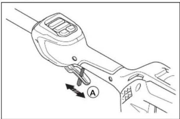 HUSQVARNA 330iKE - Comprobación del bloqueo del gatillo de alimentación - 3