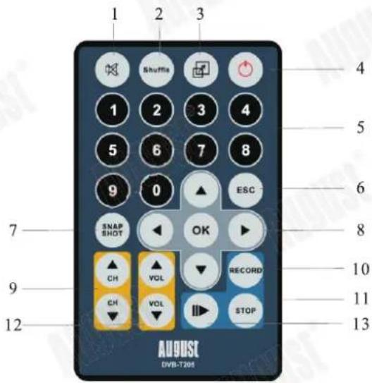 August DVB-T205 - Télécommande - 1