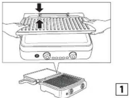 DELONGHI MultiGrill 1100 CGH1112D - Installation des plaques de cuisson - 1