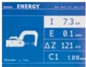 ENERGY I 7.3 kA E 0.1 kVA ΔZ 121 mV C1 100mA