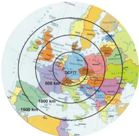 GEEMARC VISO 8 - Portée de réception de l'heure radiocommandée : jusqu'à 1500 km à partir de l'émetteur DCF77. - 1