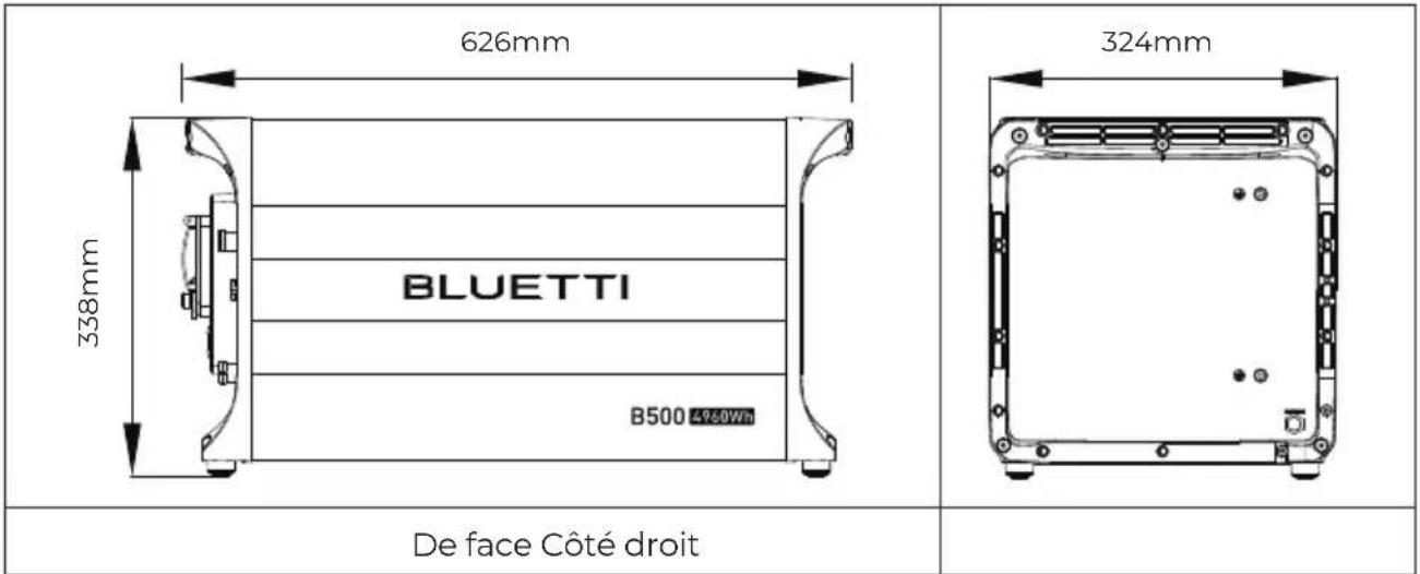 BLUETTI EP760 - Dimensions de la B500 - 1