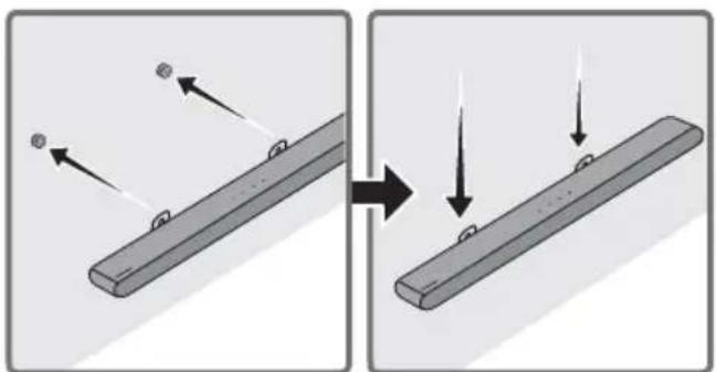 SAMSUNG HW-S60D - Installieren Sie 2 Wandhalterungen mit der richtigen Ausrichtung auf der Unterseite der Soundbar unter Verwendung von 2 Schrauben. - 3
