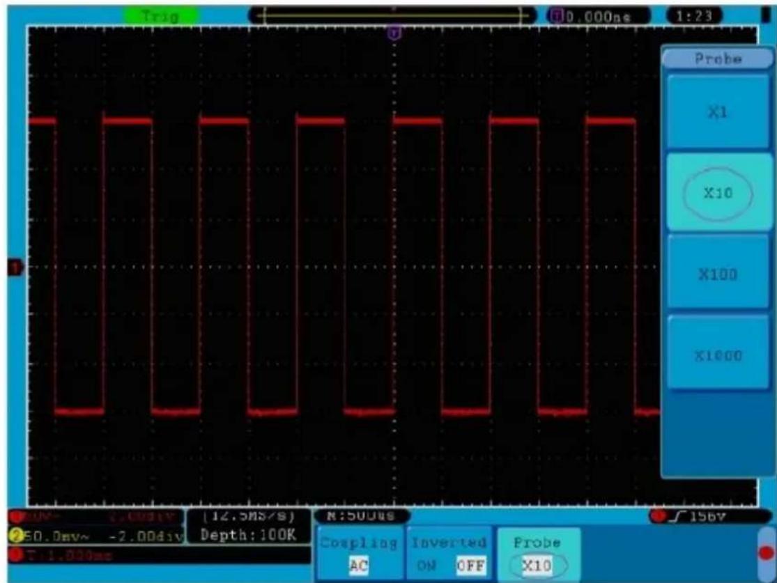 PeakTech 1305 - Réglage du facteur d'amortissement de la sonde - 1