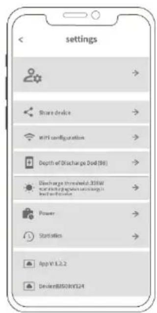 BLUEPALM BP-B2500 - Paramètres de l'application - 1