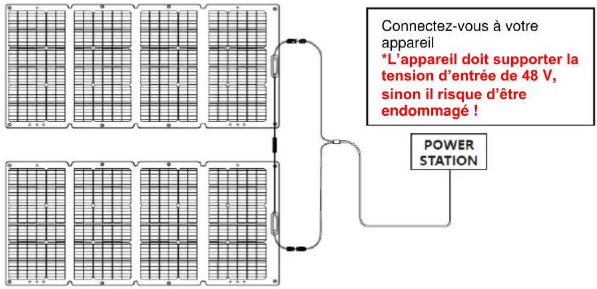 Connectez-vous à votre appareil *L'appareil doit supporter la tension d'entrée de 48 V, sinon il risque d'être endommagé ! POWER STATION