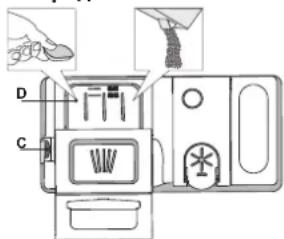 HOTPOINT H2I HD526 A - НАПОВНЕННЯ ДОЗАТОРА МИЮЧОГО ЗАСОБУ - 1