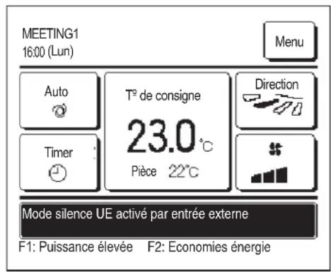 MITSUBISHI RC-EXZ3D - ■ « Mode silence UE activé par entrée externe » affché - 1