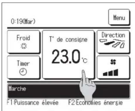 MITSUBISHI RC-EXZ3D - Modifier la température régée - 1