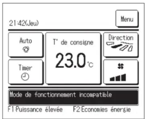 MITSUBISHI RC-EXZ3D - « Mode de fonctionnement incompatible. » affché - 1