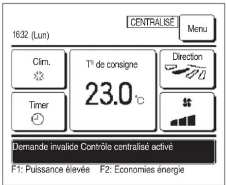 MITSUBISHI RC-EXZ3D - « Requête invalide. Contrôle centralisé activé » affché - 1