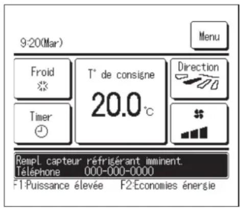 MITSUBISHI RC-EXZ3D - ■ Affichage du message « Rempl. capteur réfrigérant imminent. » - 1