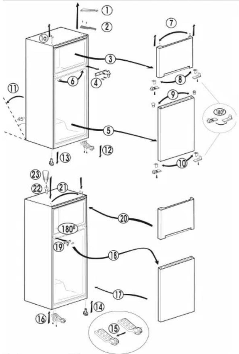 BEKO RDSA280K40WN - Cambio de dirección de la puerta - 1