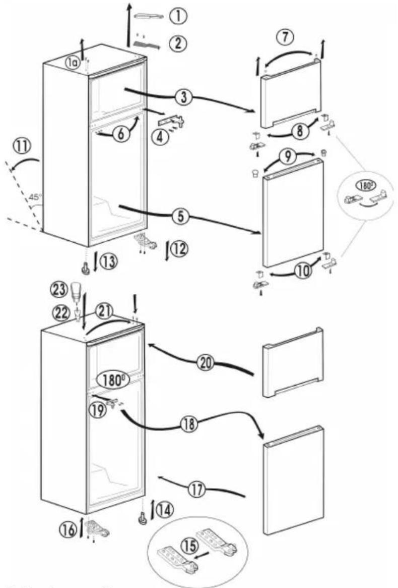 BEKO RDSA280K40WN - Changement de direction de la porte - 1