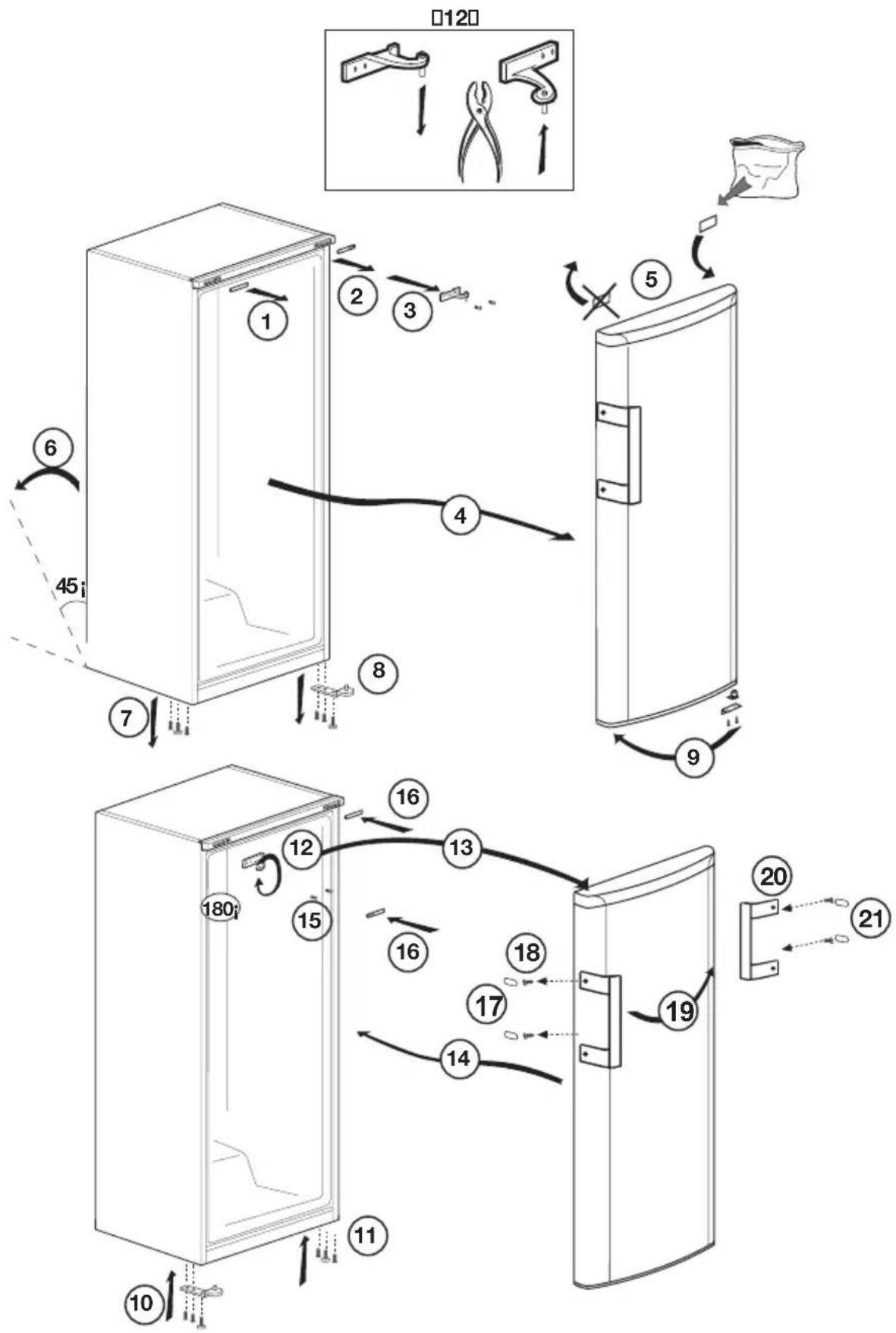 BEKO RFSE300S - Reversing the doors - 1