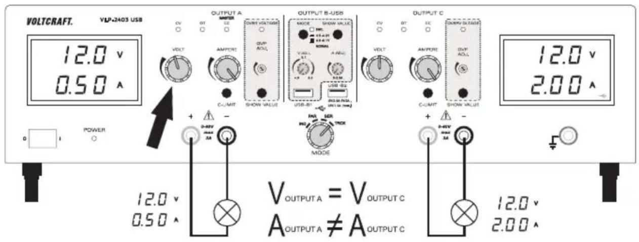 VOLTCRAFT VLP-2403 USB - Mode Tracking (TRCK) - 1
