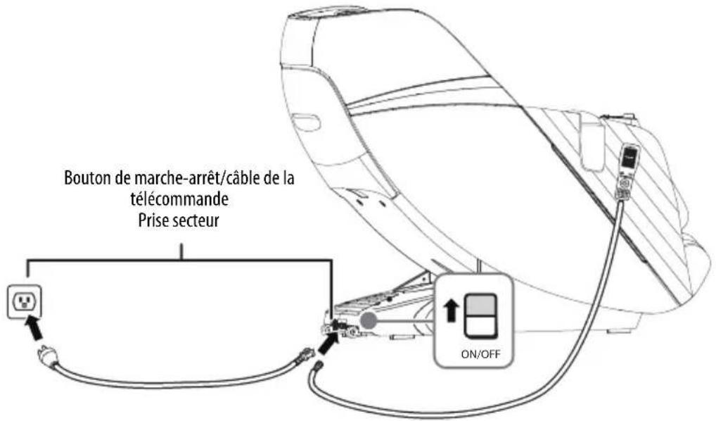 INSIGNIA NS-MGC600BK2 - Connexion de l'alimentation et mise sous tension du fauteuil - 1