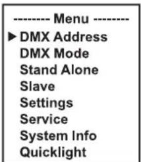Cameo AZOR W2 - SET DMX START ADDRESS (DMX Address) - 1